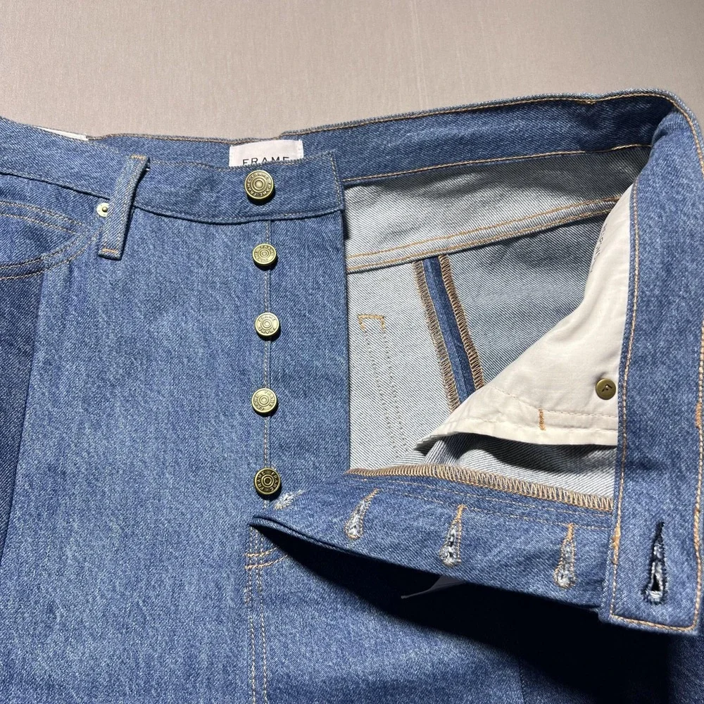 NWT Frame Atelier Pixie Pieced Patchwork Wide Leg Denim Jeans 34 High Rise 37x31
